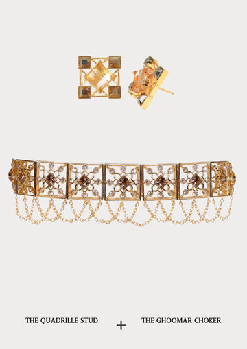 Ghoomar choker & Quadrille earstud set