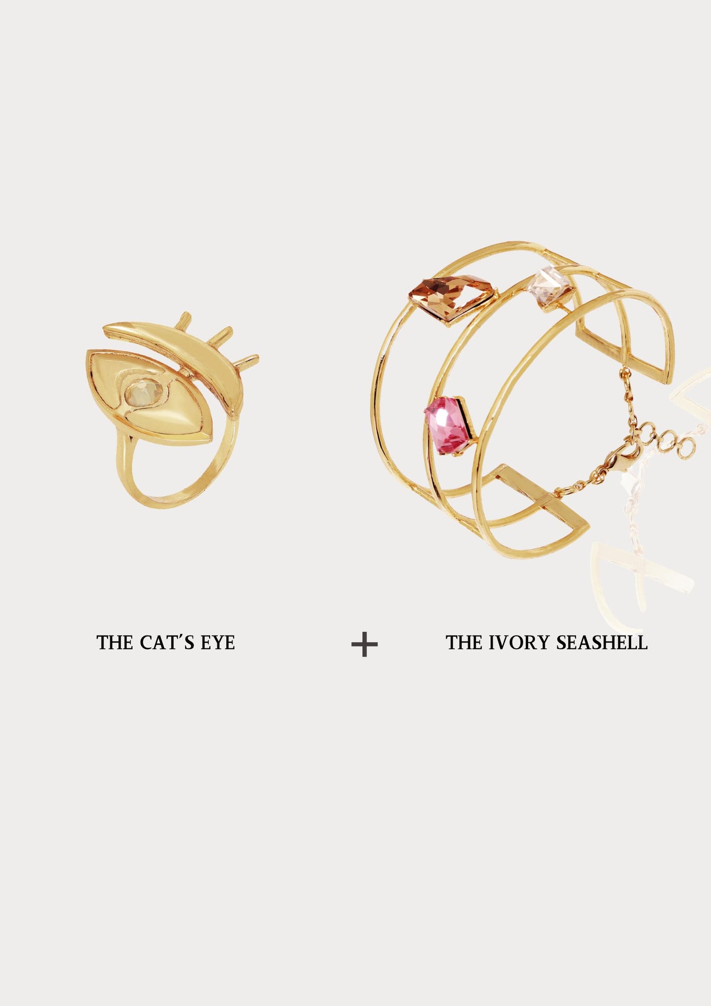 The Cat's eye ring & the Ivory seashell bracelet
