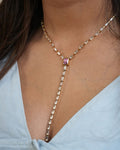 Lustre Line Necklace side angle showing delicate drop