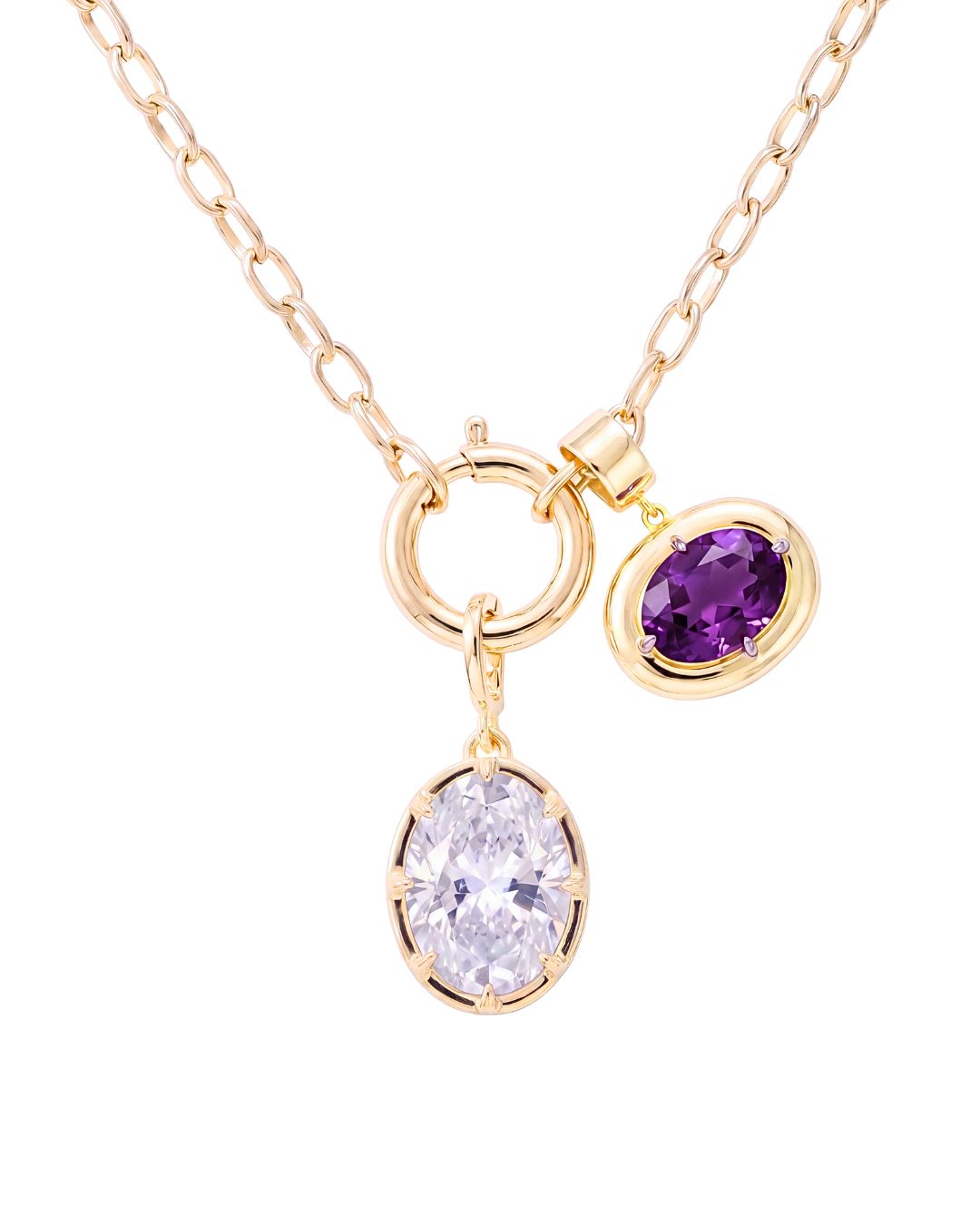 Vela Birthstone Pendant shown as a single faceted charm on a plain background