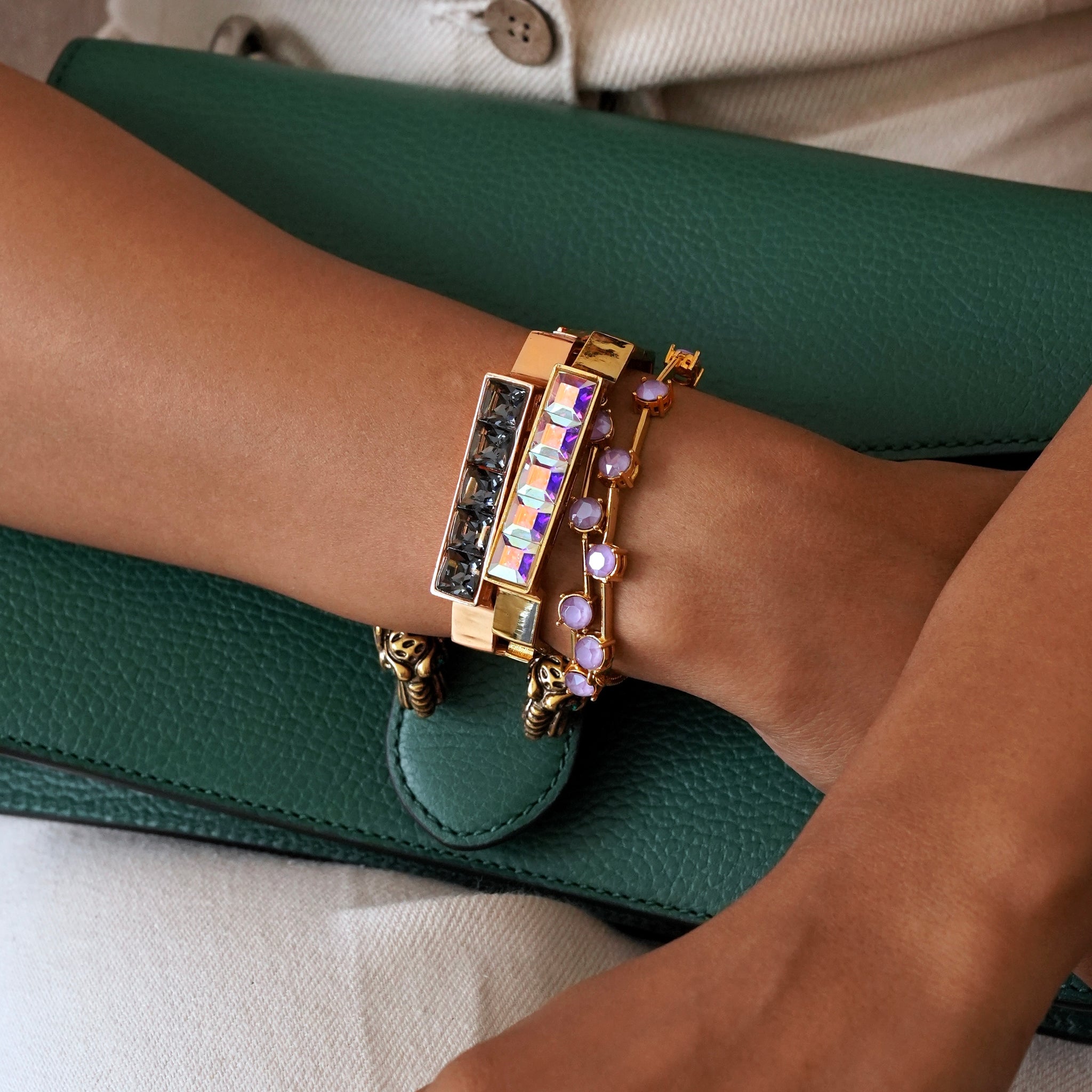 GOLDEN TAN : The bangle/kada style Swarovski bracelet.