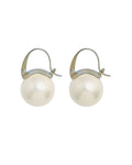 Pearl Dew Drops worn on the ear, front view