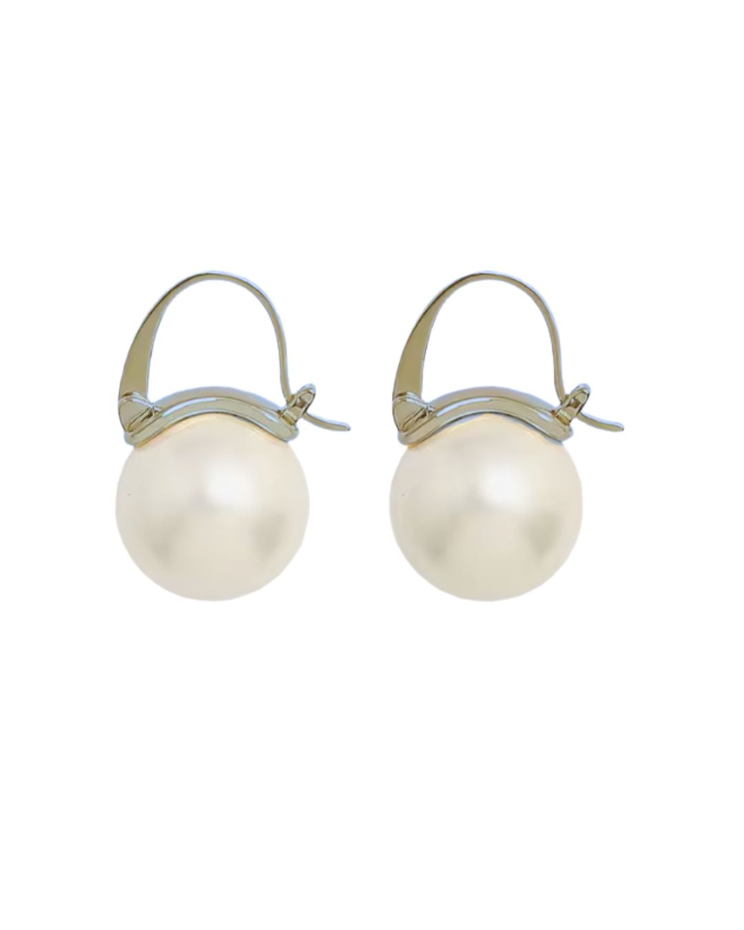 Pearl Dew Drops worn on the ear, front view