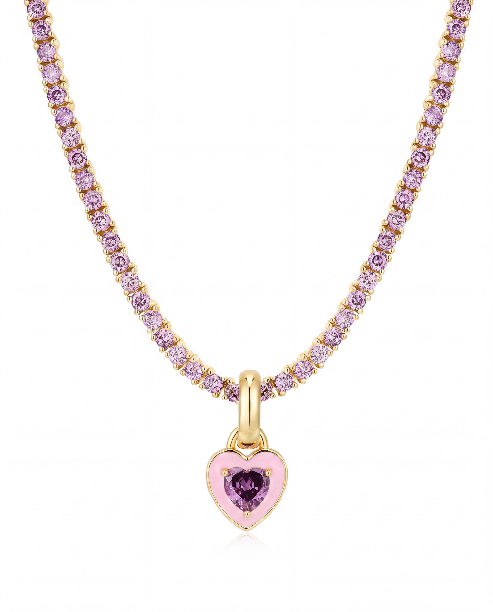 Cherie Pendant side angle showing the glossy enamel heart
