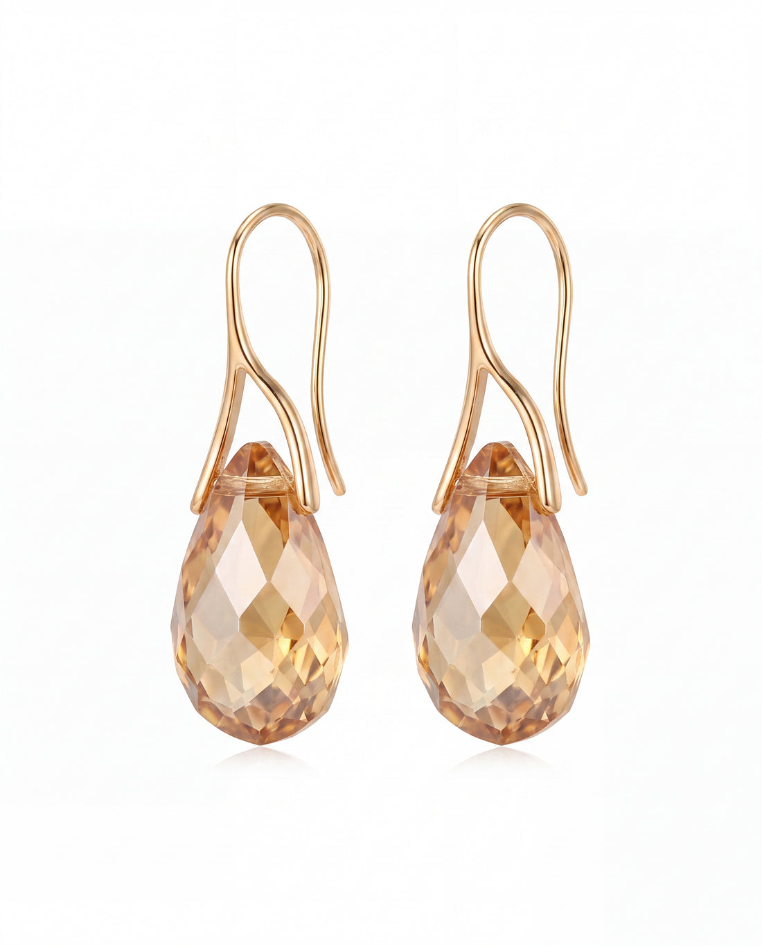 Vesper Drop Earrings close-up of the faceted teardrop crystal
