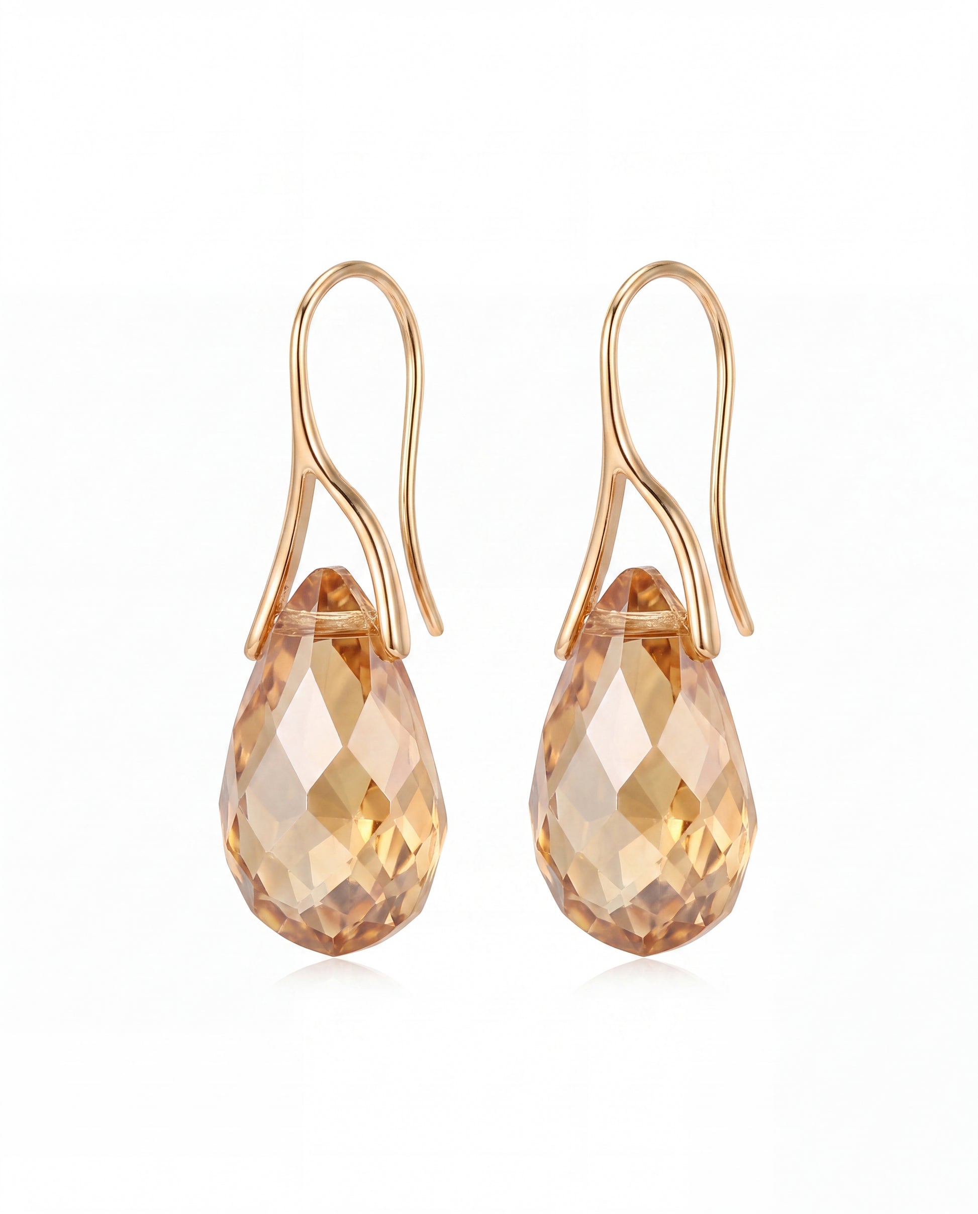 Vesper Drop Earrings close-up of the faceted teardrop crystal
