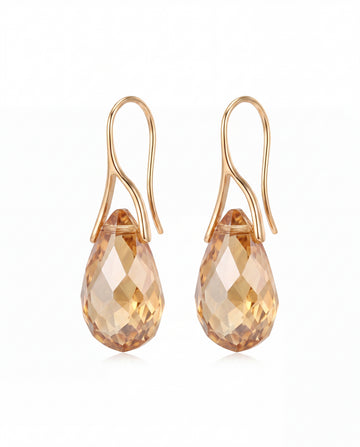 Vesper Drop Earrings close-up of the faceted teardrop crystal