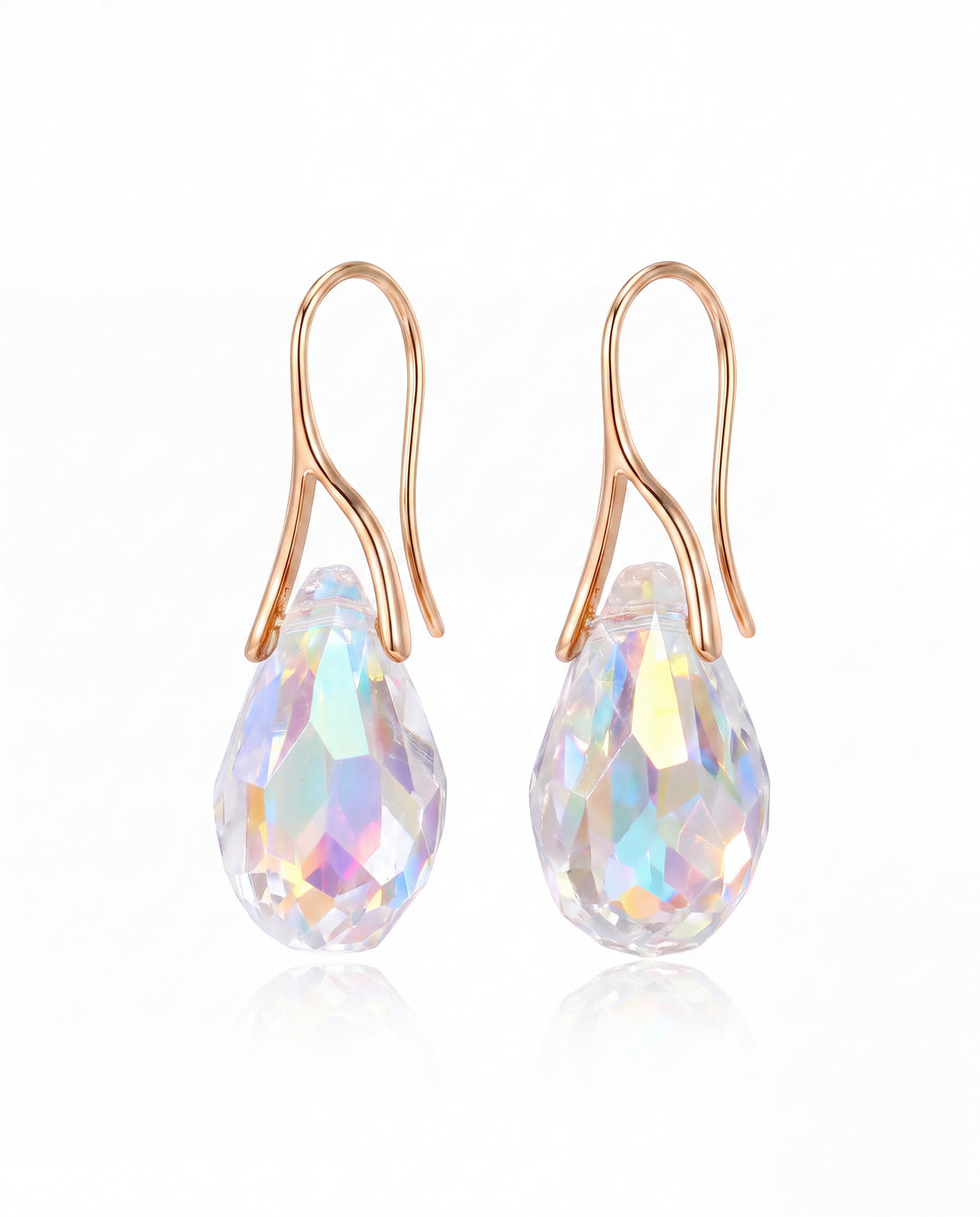 Vesper Drop Earrings close-up of the faceted teardrop crystal
