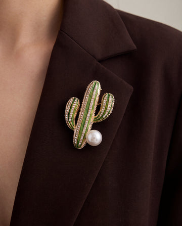 Prickly Pearl Cactus Brooch