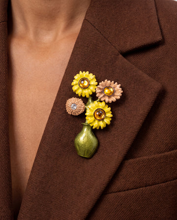Floral Brooch - Wildflower Vase