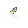 DANCING PEACOCK: The Swarovski baguette studded dancing ring