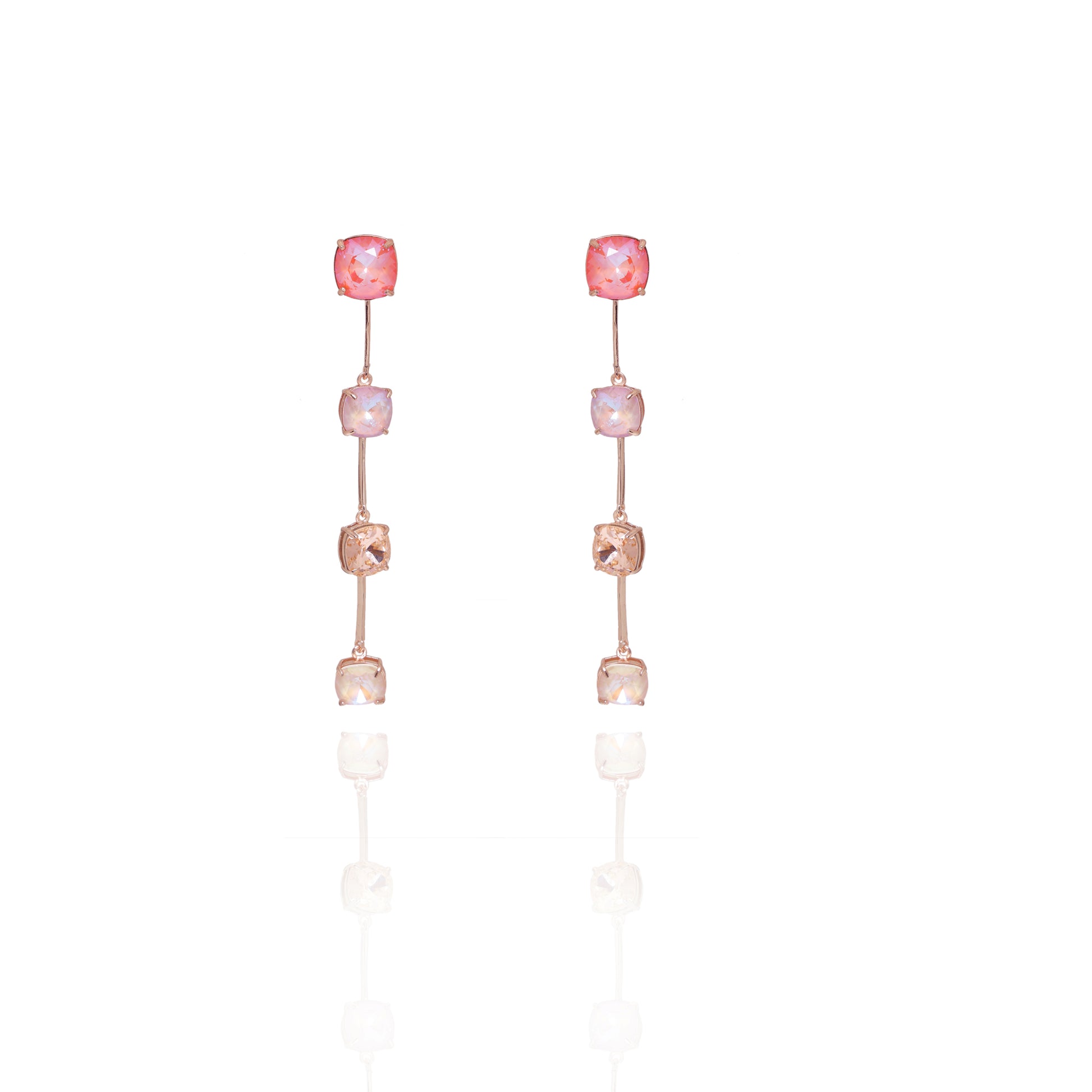 PINK-CORAL-LONG EARRINGS- HANGING EARRINGS-SWAROVSKI EARRING- SIMPLE EARRINGS - DESIGNER EARRINGS- COLORED EARRINGS - SWAROVSKI JEWELLERY- PINK EARRINGS- ZIP EARRING